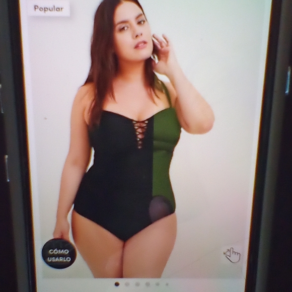 New black Lattice one piece swimsuit - Picture 1 of 4